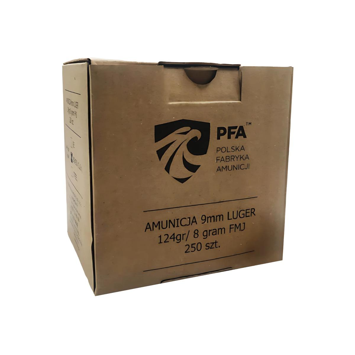 Amunicja-9x19mm-FMJ-124g/8g - nowa - UN0012 - ADR 1.4S - Polska Fabryka Amunicji