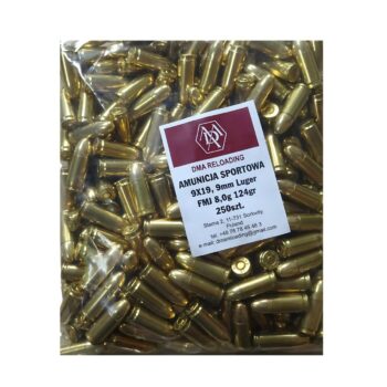 Amunicja-9x19mm-FMJ-8g/124gr-opakowanie 250 szt-UN0012- ADR 1.4S-DMA Reloading